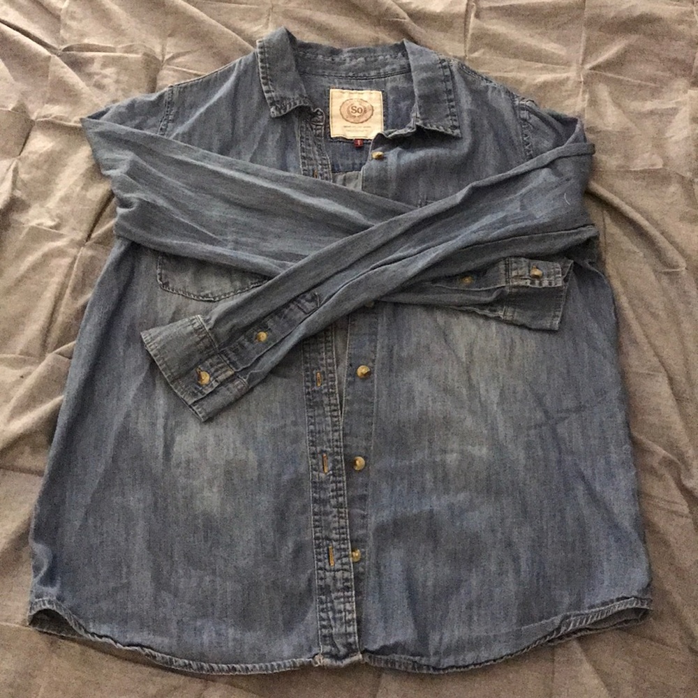 SO Denim Button-Up Long-sleeve Shirt